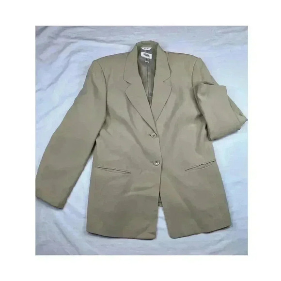 Talbots Pure Silk Blazer Womens Size 12 Beige Jacket Corpcore Suit Jacket Work - Picture 1 of 8